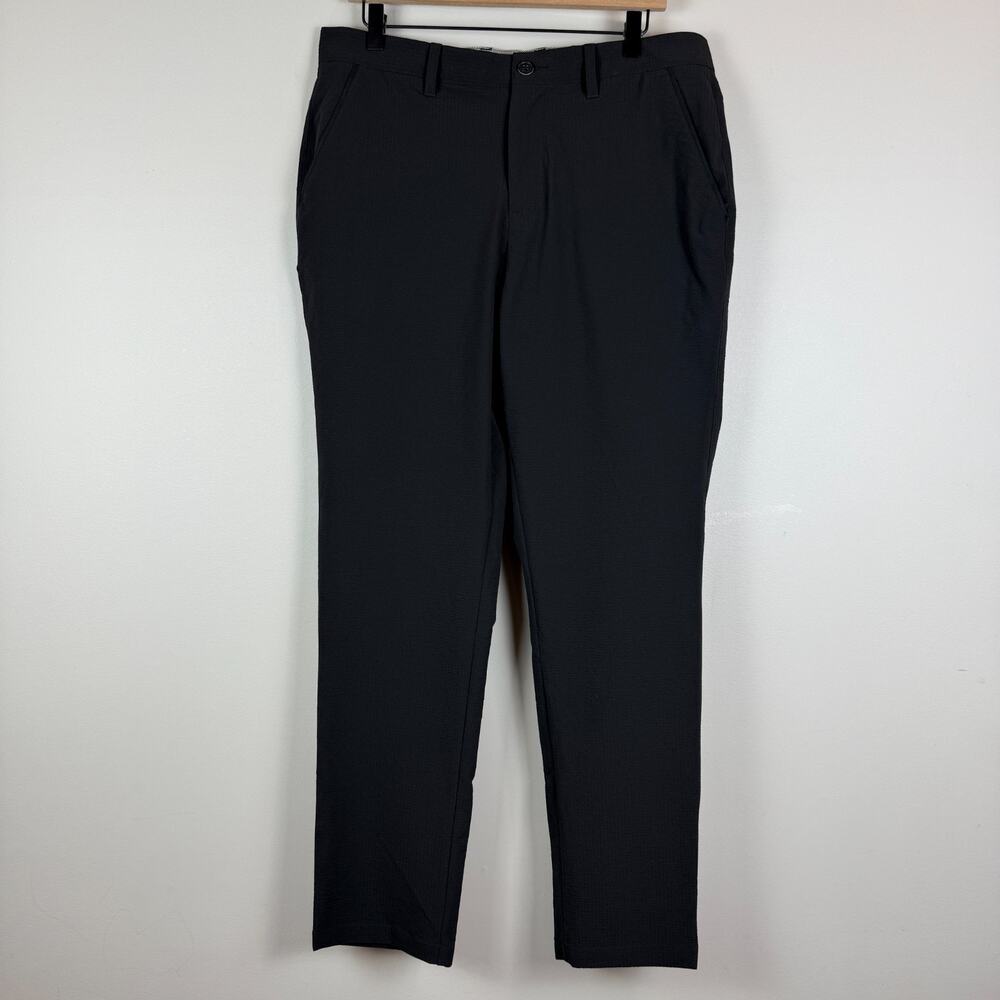 Adidas Adipure Golf Pants Mens 34x32 Black Textured Flat Front Performace Casual